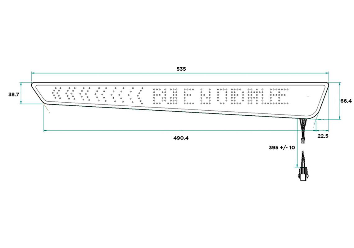 LED panel with text and arrow for bus and coach marking